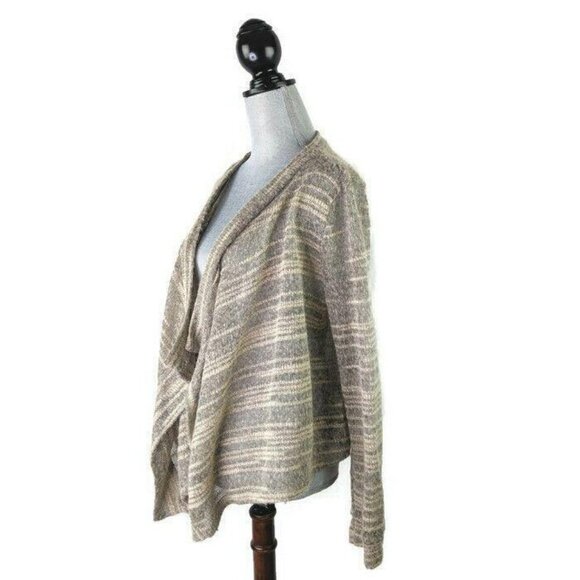 Francescas Open Front Sweater Gray‎ Peach Lightweight Long Sleeve Womens M - Picture 2 of 6